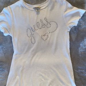 White Guess Rhinestone Short Sleeve Tee | Size Medium